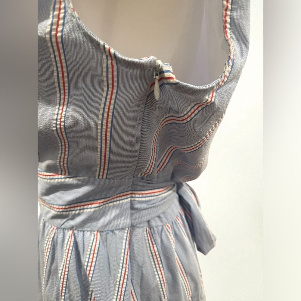 Vineyard Vines Striped Fit & Flare Dress – Light Blue Red White – Size 12 - Picture 4 of 7